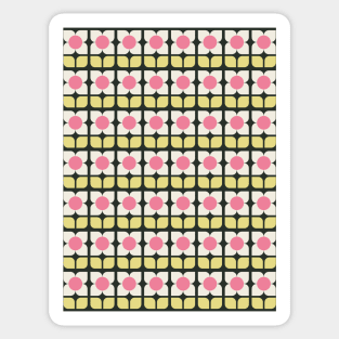 Mod Geo Floral Pattern Ivory, Pink and Yellow Sticker